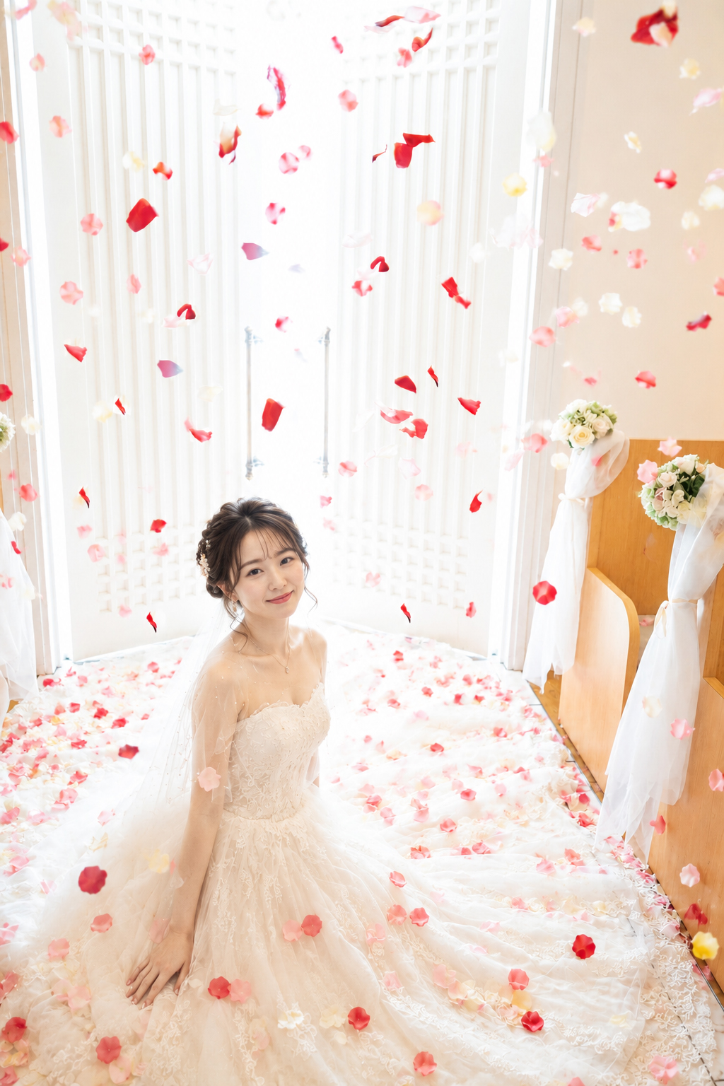 名古屋 チャペルフォト+会食プラン 新婦の美しいドレス姿