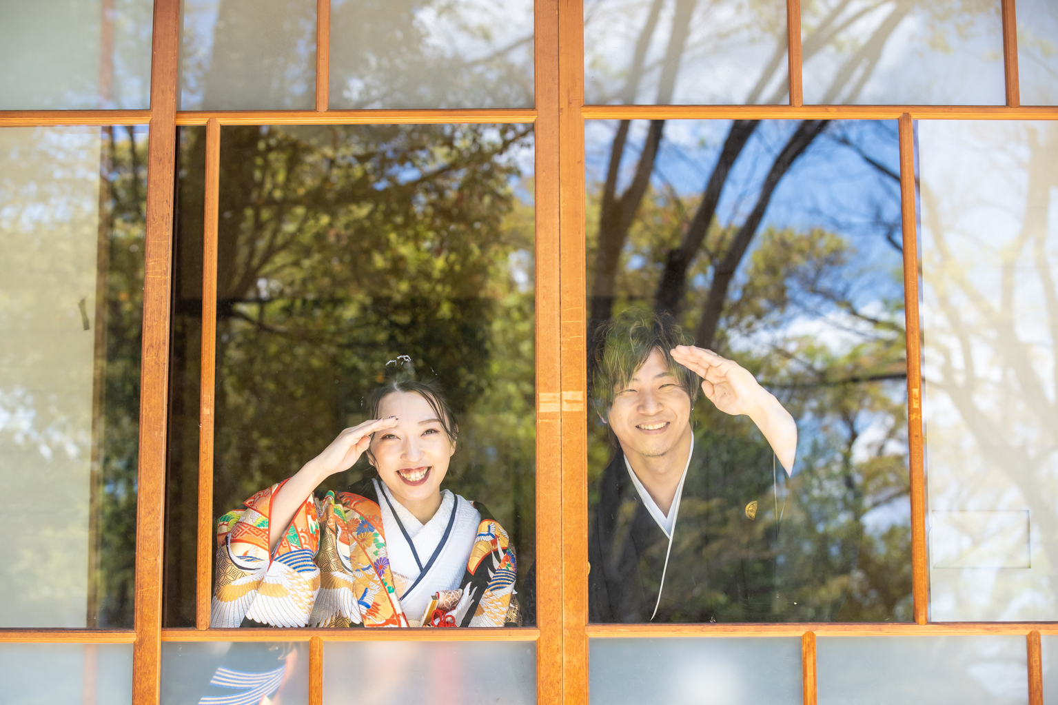 名古屋 和服でのウェディングフォト 竹林シーン