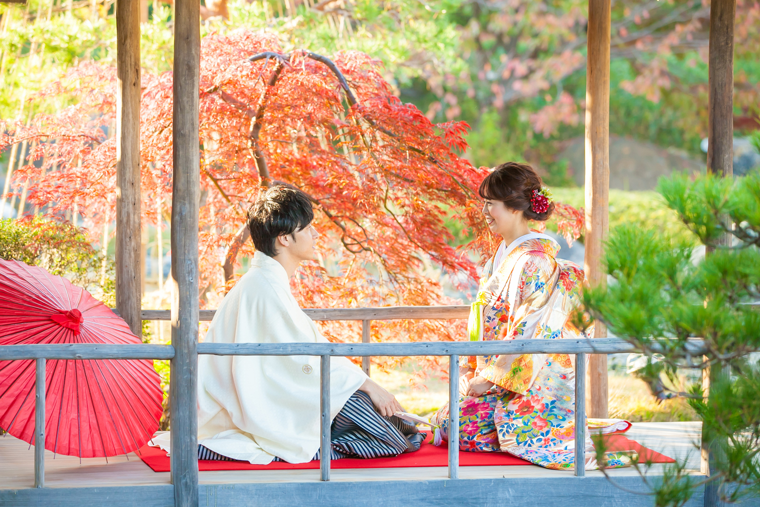 名古屋 人気の和装前撮りスポットでの結婚写真
