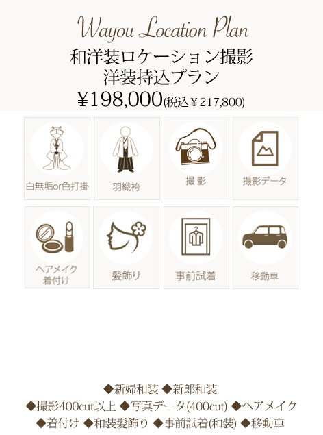 和洋装持込プラン詳細 | 費用を抑えて高品質な前撮りを