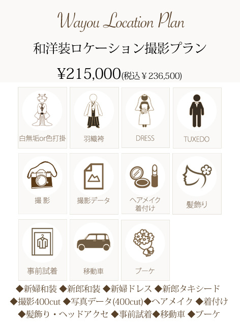 和洋装ロケーションプラン詳細 | 名古屋で安く済ませるフォトウェディング