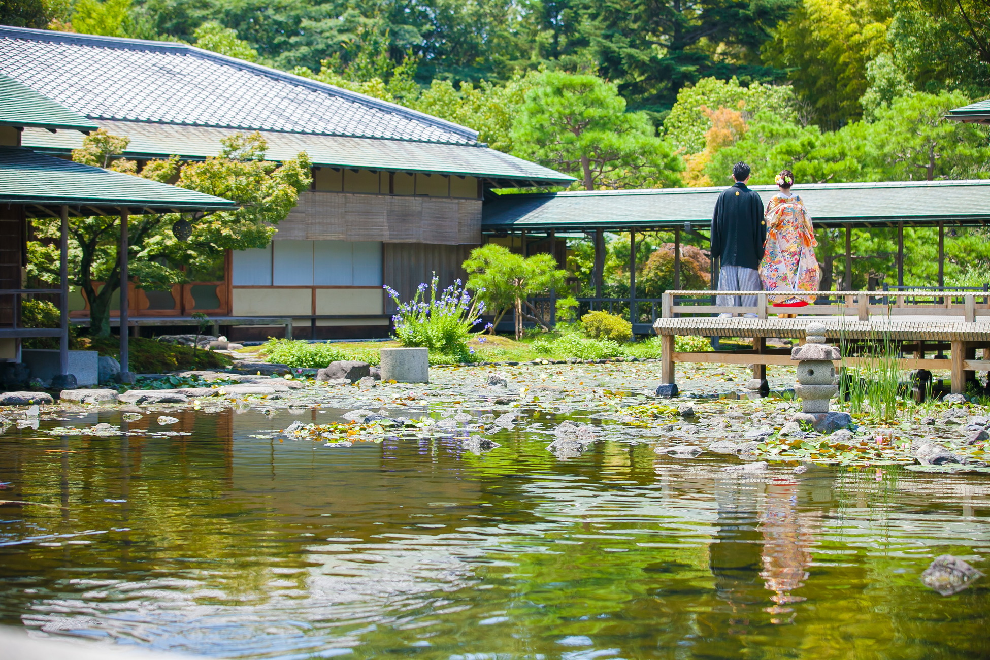 白鳥庭園での和装ロケーションフォト