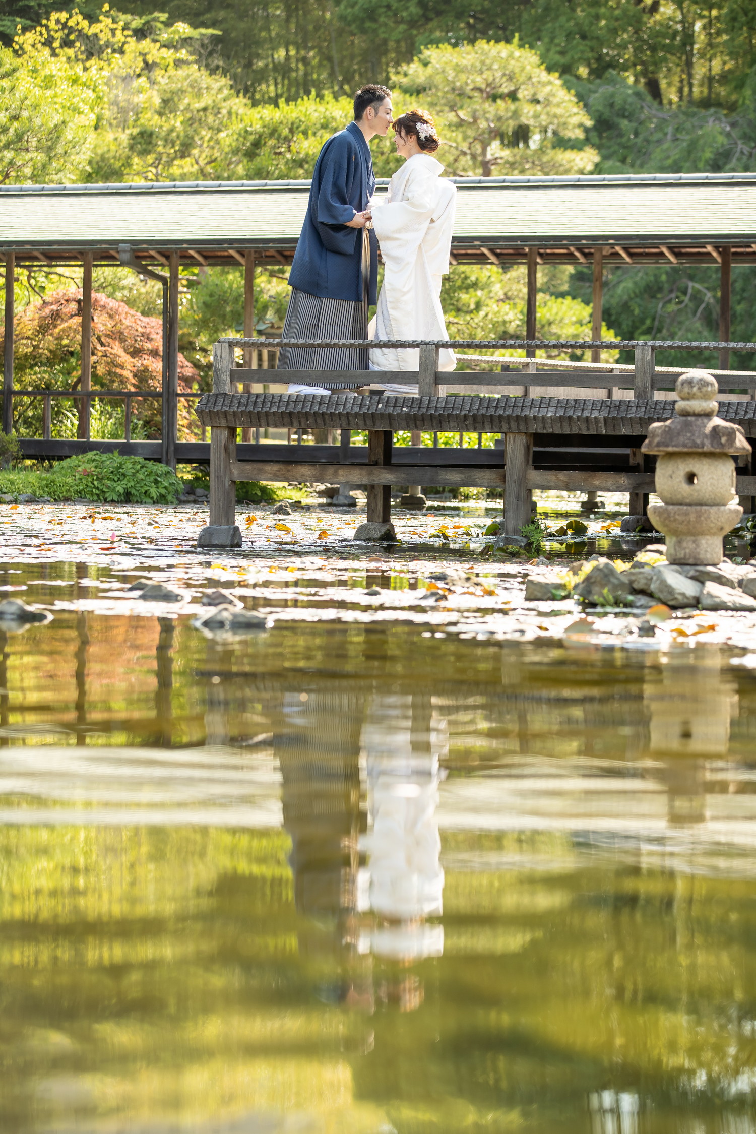 名古屋のフォトスタジオで和装前撮りロケーションフォトは白鳥庭園にて｜サンライズデジタル