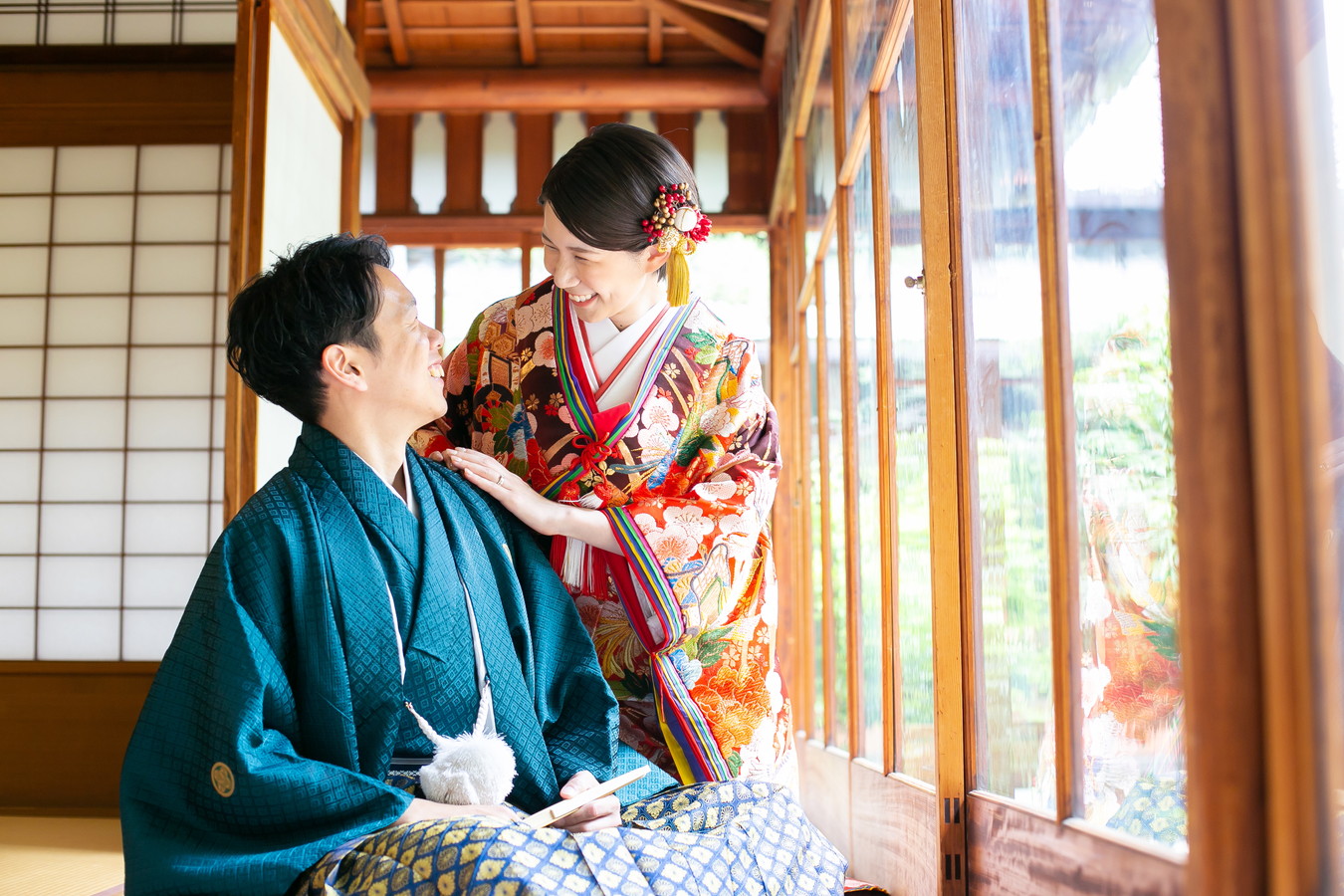 名古屋東山荘での和装前撮り｜縁側