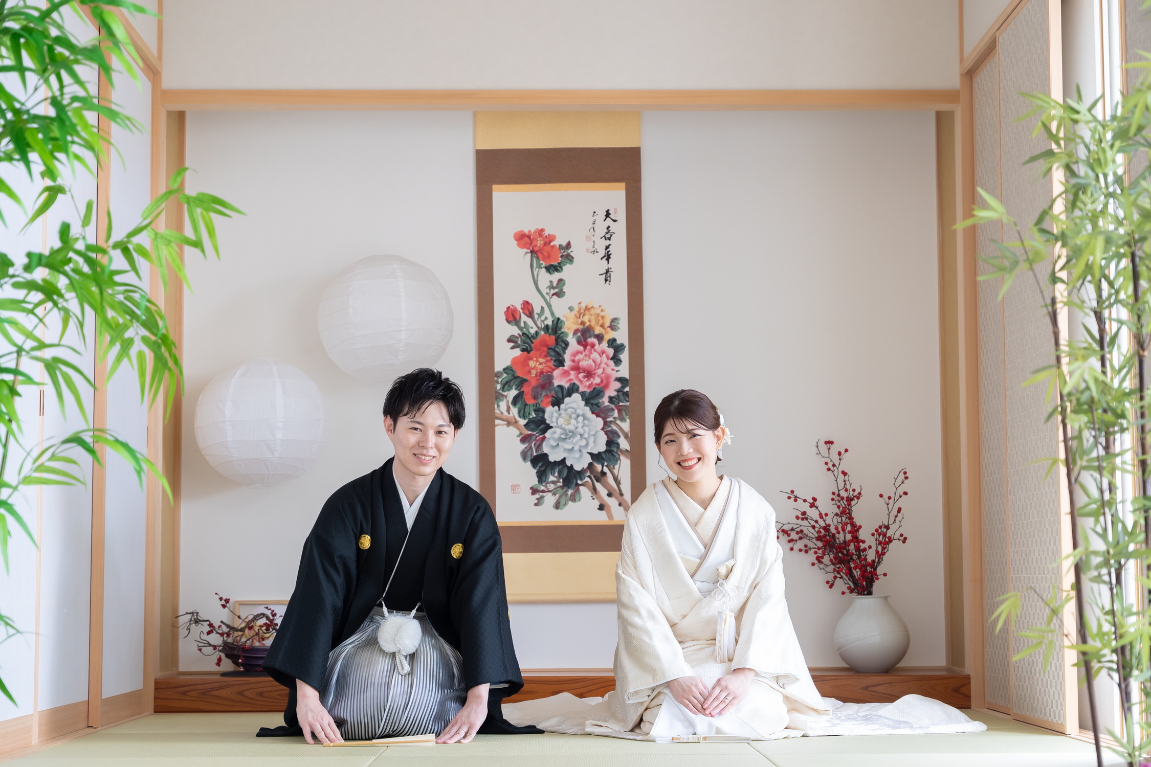 名古屋和装スタジオでの縁側で白無垢での正座ショット｜サンライズデジタル