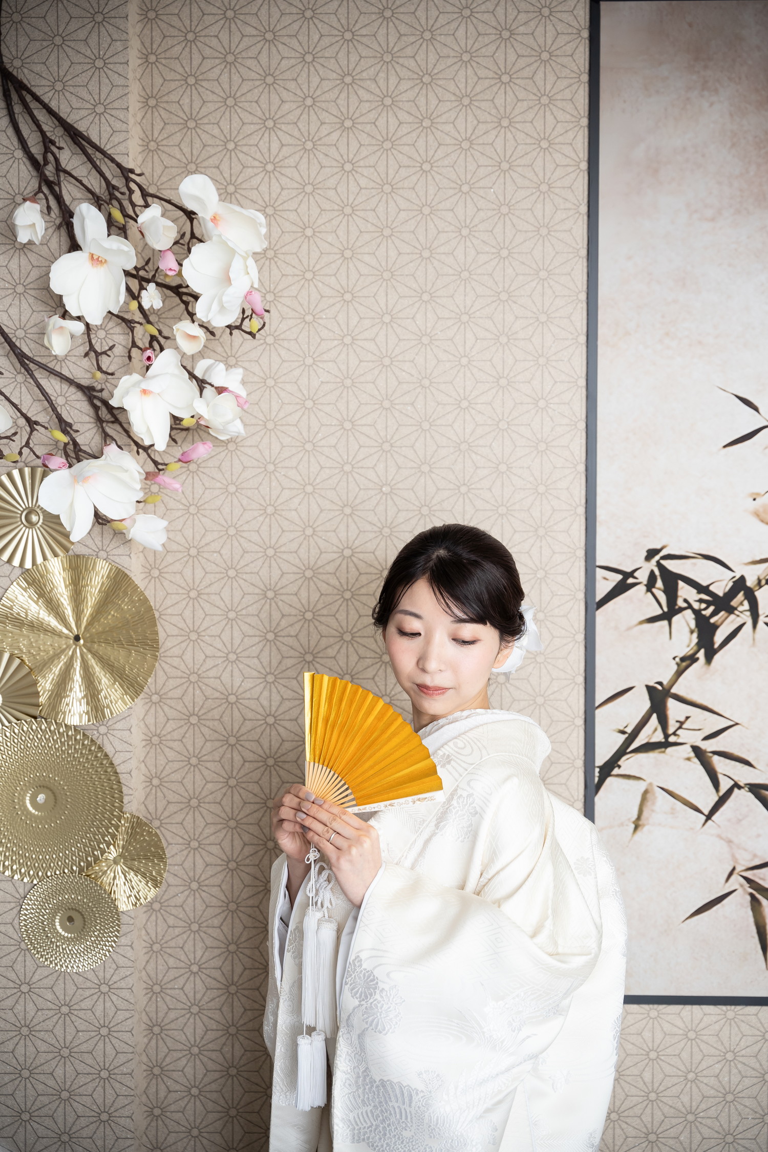 和装スタジオでの前撮りは白無垢での花嫁ソロショット