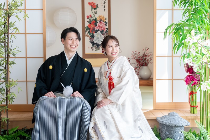 名古屋和装前撮り,縁側ショット,白無垢